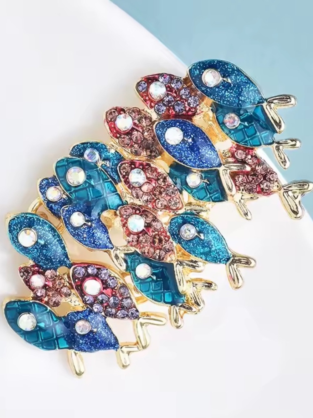 Multicolor Fish Gold Brooch - Picture 6 of 9